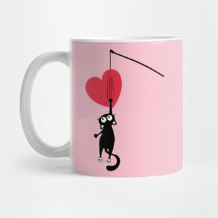 Black Cat Paw Heart Cute Valentines Day Mug